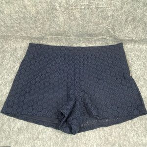 Lorena Rose Womens Navy Blue Crocheted Mandala Boho Mid Rise Shorts SZ‎ 16